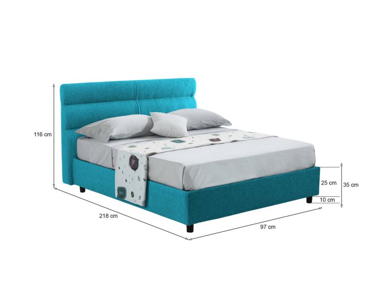 Letto un posto contenitore azzurro 97x218cm rete inclusa - Brez