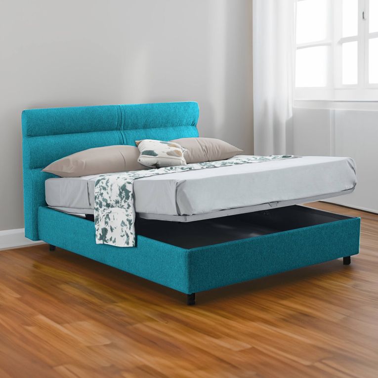 Letto un posto contenitore azzurro 97x228cm rete inclusa - Brenta