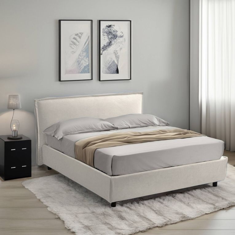 Letto un posto contenitore beige 100x220cm in metallo - Bruino