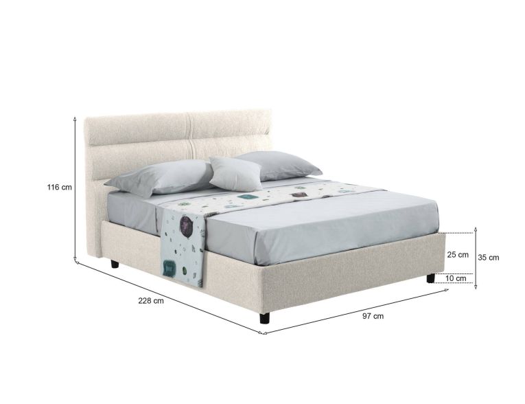 Letto un posto contenitore beige 97x228cm rete inclusa - Brenta