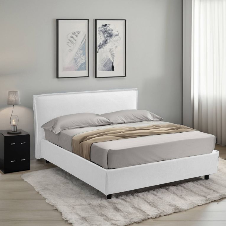 Letto un posto contenitore bianco 100x210cm in metallo - Brusson