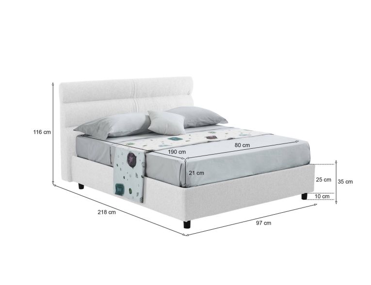Letto un posto contenitore bianco 97x218cm materasso incluso - Brendola