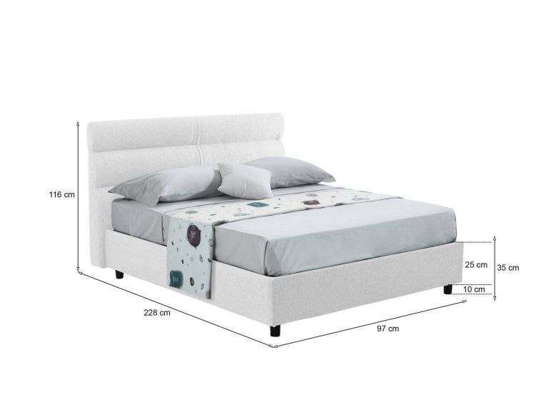 Letto un posto contenitore bianco 97x228cm rete inclusa - Brenta