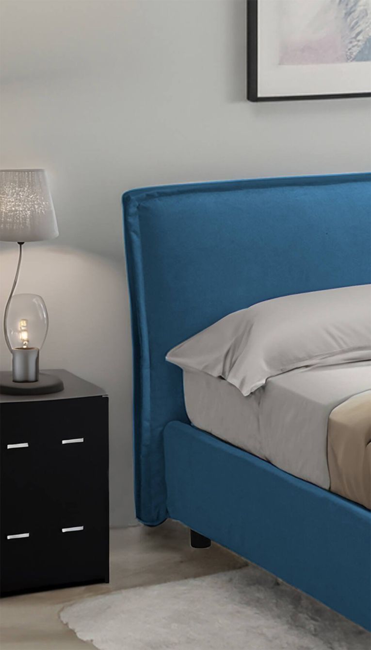 Letto un posto contenitore blu 100x210cm in metallo - Brusson