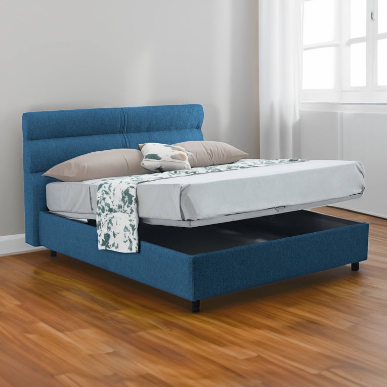 Letto un posto contenitore blu 97x228cm rete inclusa - Brenta
