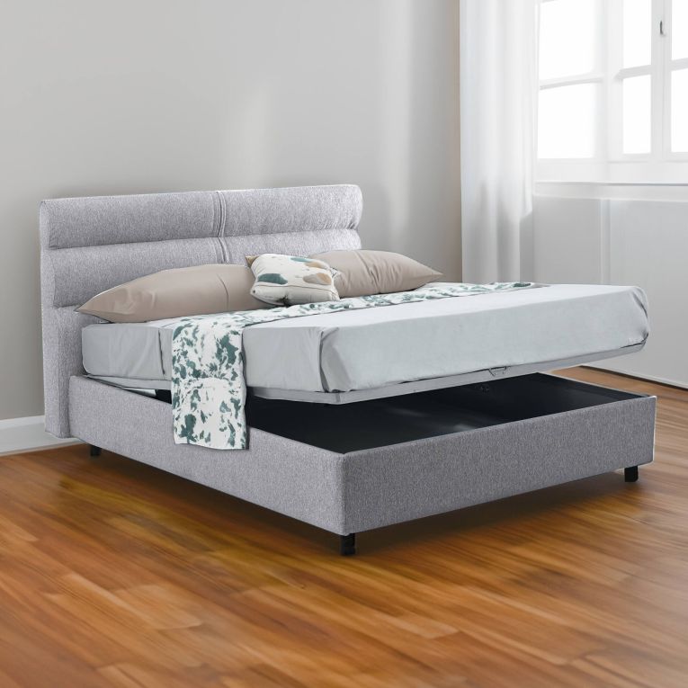 Letto un posto contenitore grigio 97x228cm rete inclusa - Brenta