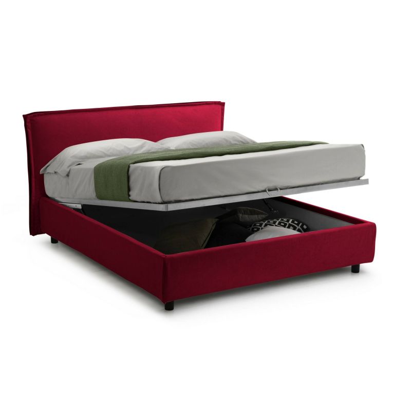Letto un posto contenitore rosso 100x210cm in metallo - Brusson