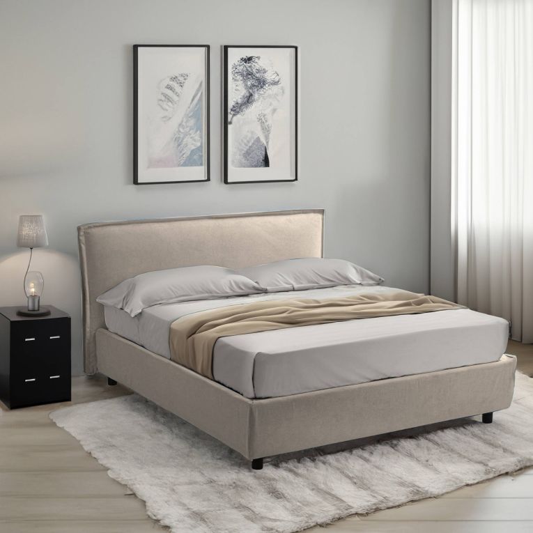 Letto un posto contenitore tortora 100x210cm in metallo - Brusson