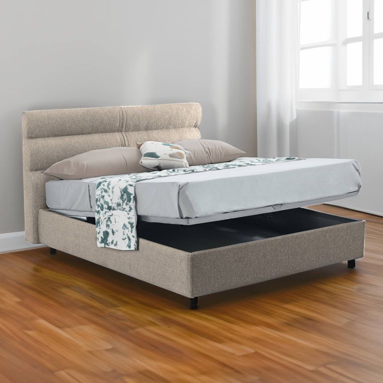 Letto un posto contenitore tortora 97x218cm materasso incluso - Brendola