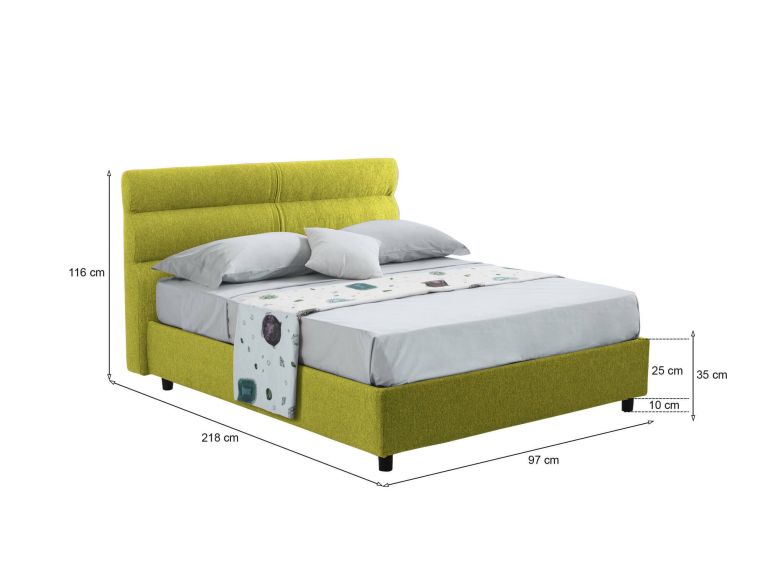 Letto un posto contenitore verde 97x218cm rete inclusa - Brez