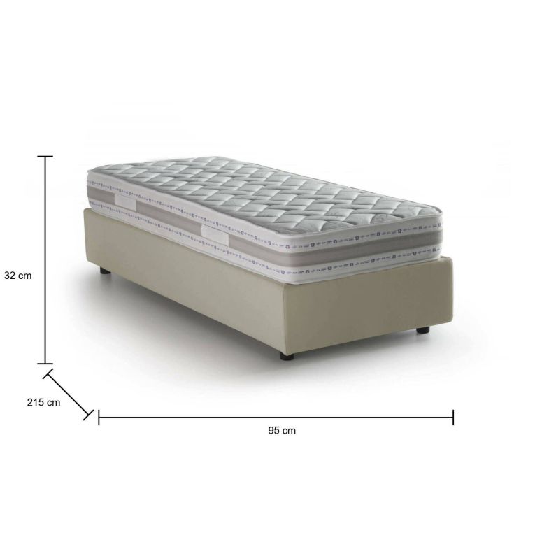 Letto una piazza con contenitore beige 95x215 - Avova