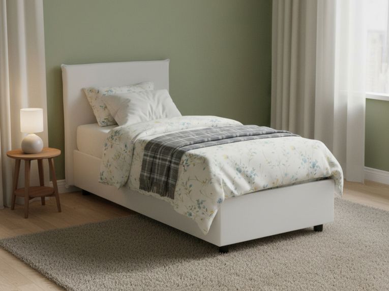 Letto una piazza con contenitore bianco 105x215 - Albia