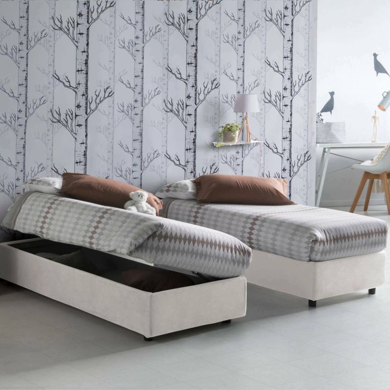 Letto una piazza con contenitore bianco 95x205 - Andros