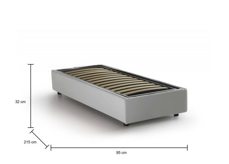 Letto una piazza con contenitore bianco 95x215 - Artesh