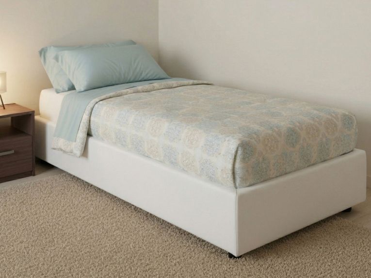 Letto una piazza con contenitore bianco 95x215 - Artesh