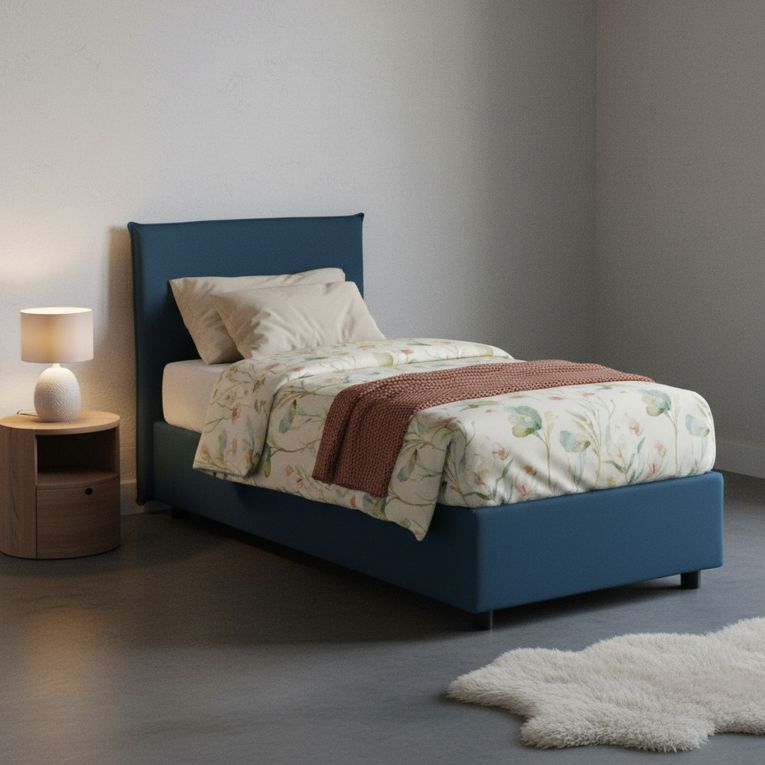 Letto una piazza con contenitore blu 95x215 - Boudicca