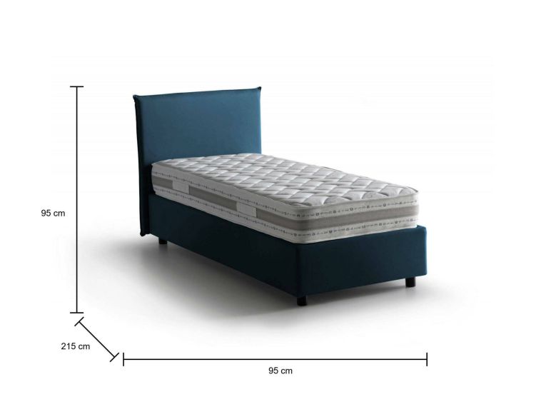 Letto una piazza con contenitore blu 95x215 - Boudicca