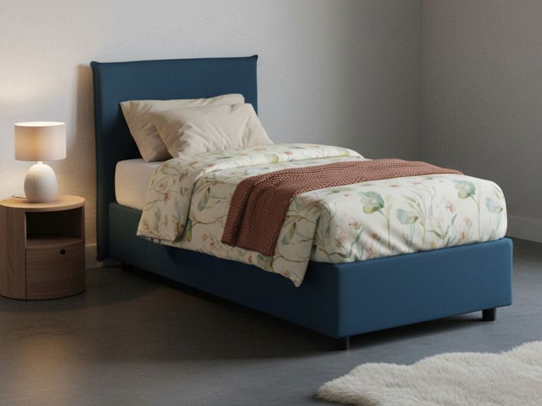 Letto una piazza con contenitore blu 95x215 - Boudicca