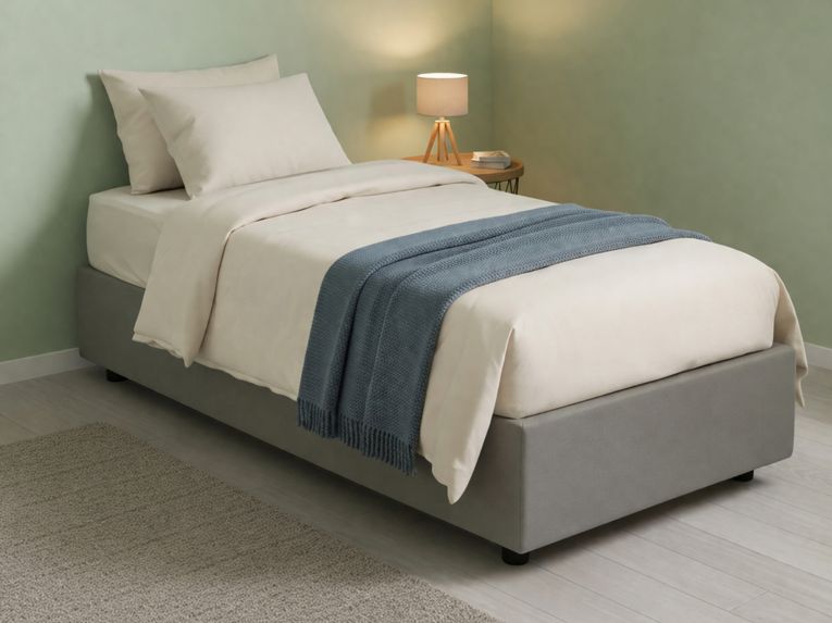 Letto una piazza con contenitore grigio 95x215 - Avova