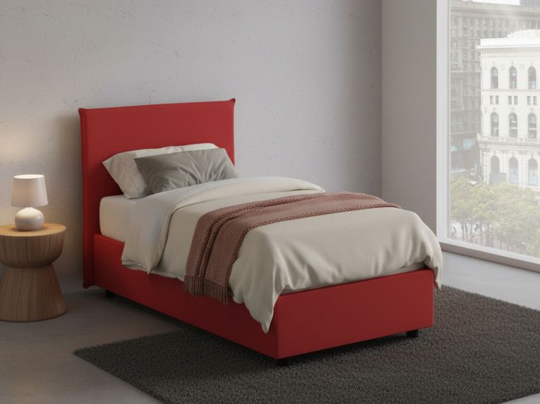 Letto una piazza con contenitore rosso 95x205 - Acuila