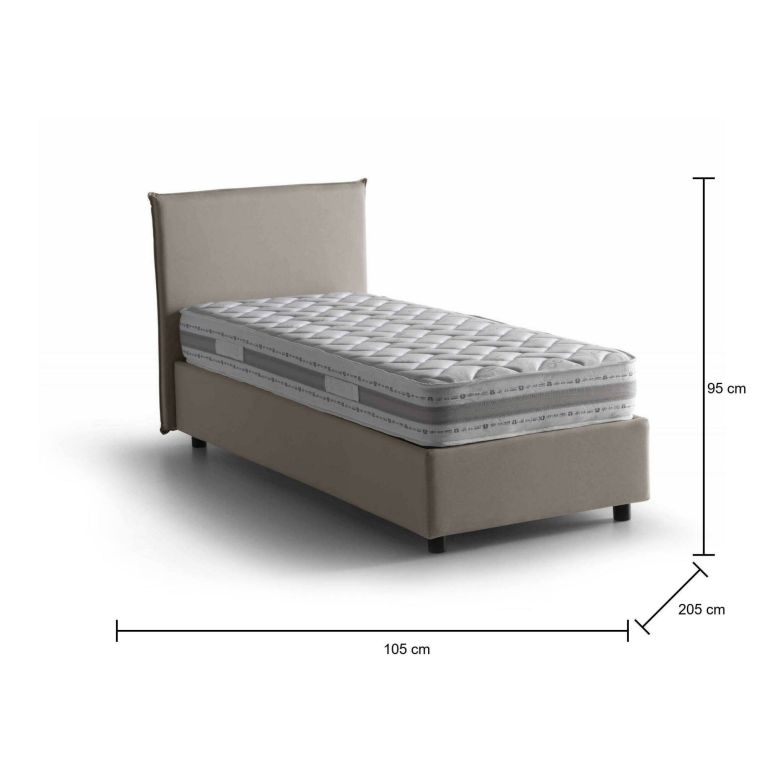 Letto una piazza con contenitore tortora 105x205 - Arminius