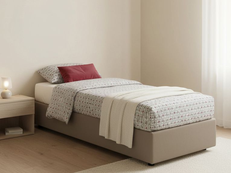 Letto una piazza con contenitore tortora 105x215 - Ayla