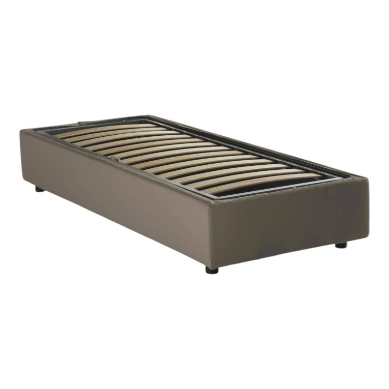 Letto una piazza con contenitore tortora 95x205 - Ermanna