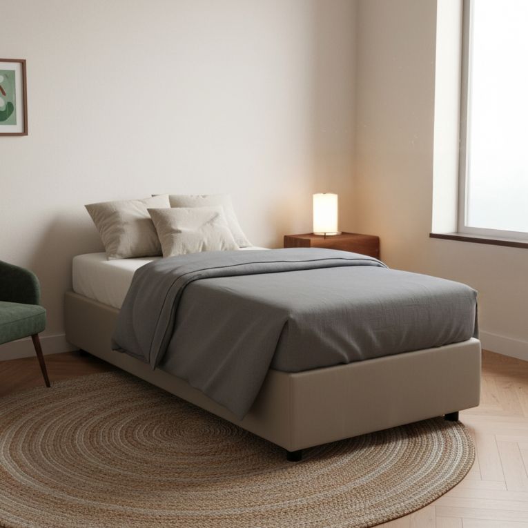 Letto una piazza con contenitore tortora 95x215 - Abruzzo