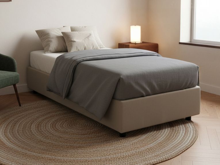 Letto una piazza con contenitore tortora 95x215 - Abruzzo