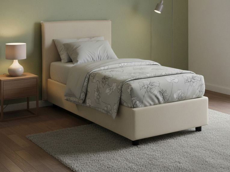 Letto una piazza contenitore beige 105x205cm rivestimento in tessuto - Arminius