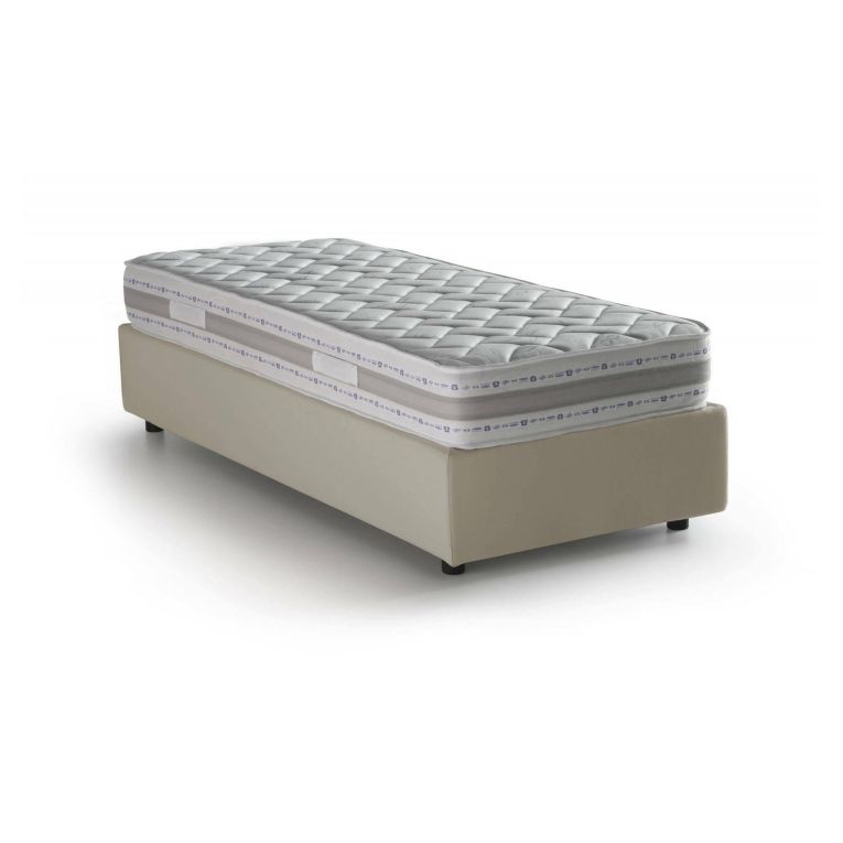 Letto una piazza contenitore beige 105x205cm sfoderabile - Addison