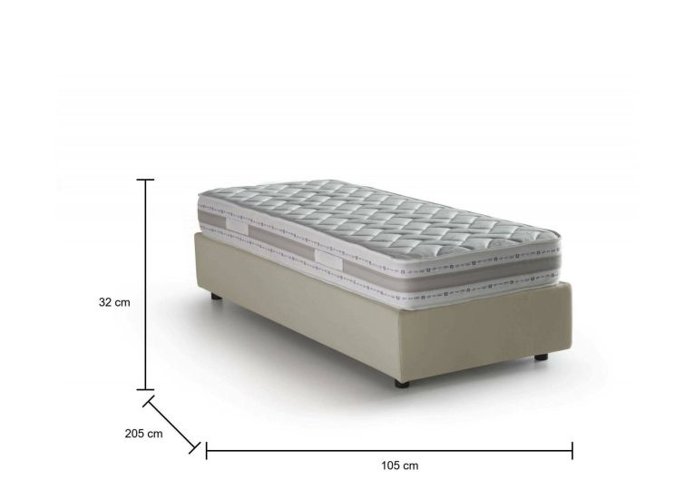 Letto una piazza contenitore beige 105x205cm sfoderabile - Addison