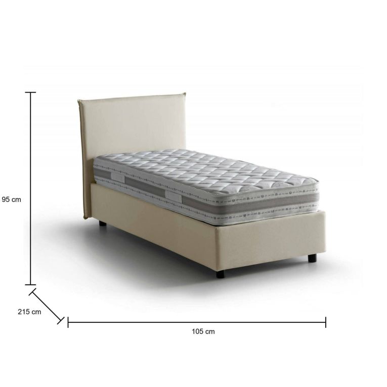 Letto una piazza contenitore beige 105x215cm adatto per materasso 90x200 cm - Alison