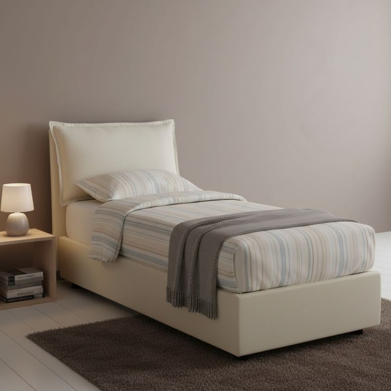 Letto una piazza contenitore beige 105x215cm sfoderabile - Arzon