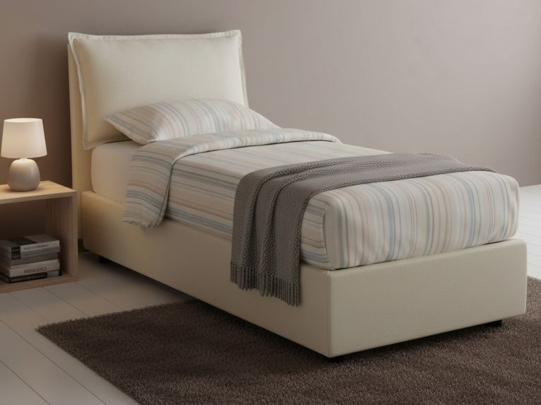 Letto una piazza contenitore beige 105x215cm sfoderabile - Arzon