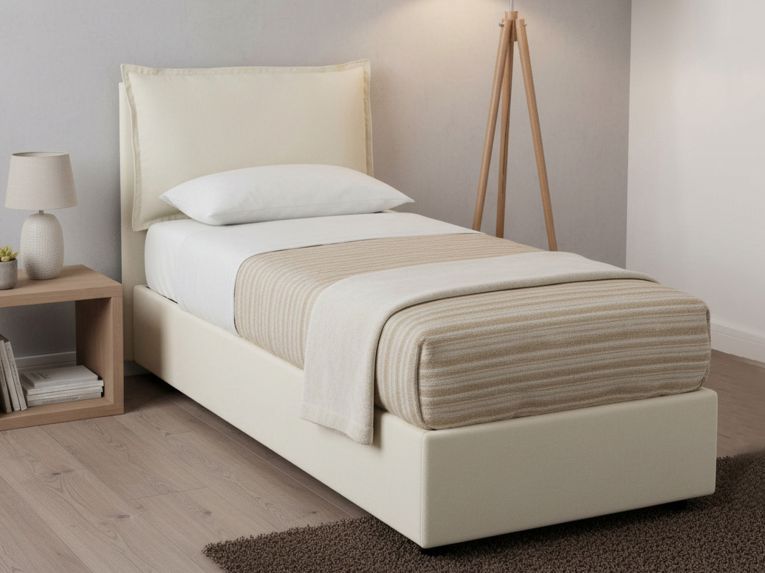 Letto una piazza contenitore beige 95x215cm moderno - Azzurrino