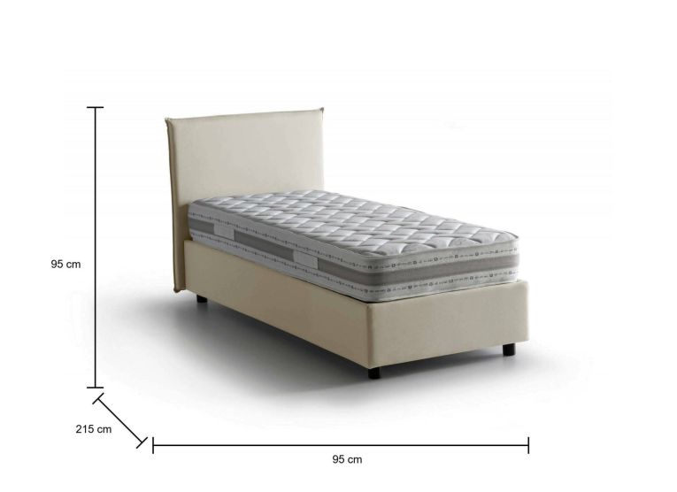 Letto una piazza contenitore beige 95x215cm rivestimento in tessuto - Boudicca