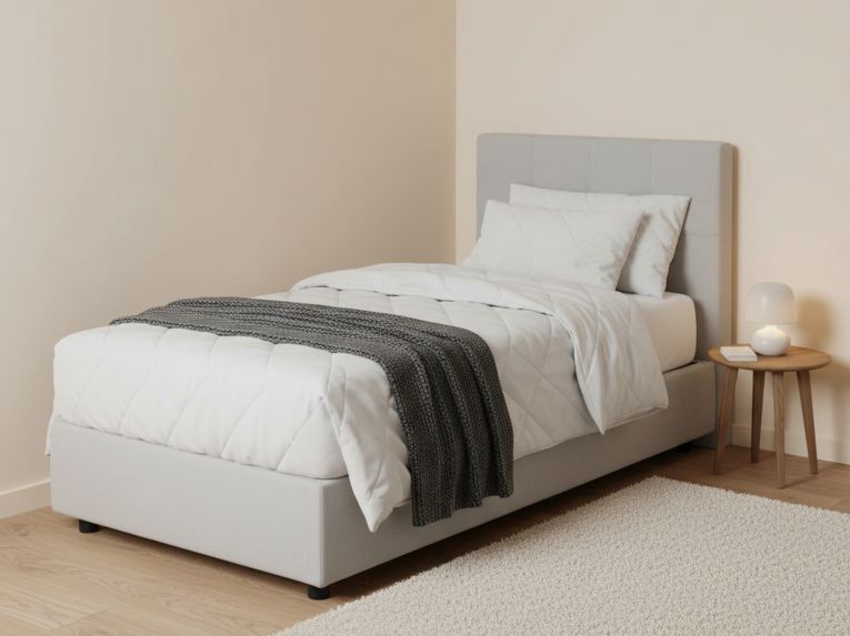 Letto una piazza contenitore bianco 105x205cm adatto per materasso 90x190 cm - Angelina