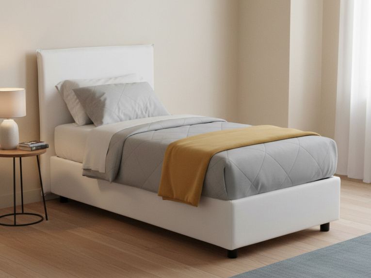Letto una piazza contenitore bianco 105x205cm moderno - Ajan