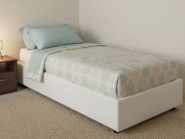 Letto una piazza contenitore bianco 105x215cm adatto per materasso 90x200 cm - Ayla