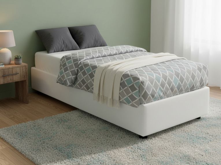 Letto una piazza contenitore bianco 105x215cm comodo - Richilde