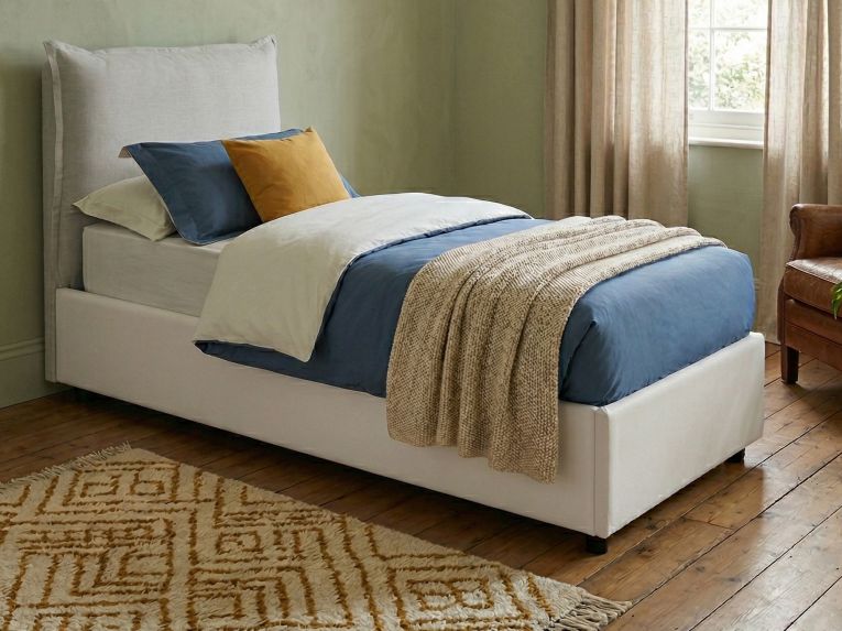 Letto una piazza contenitore bianco 105x215cm rivestimento in ecopelle - Assoreta