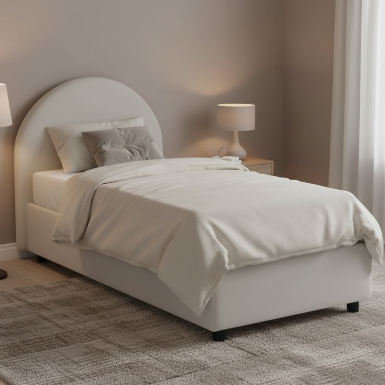 Letto una piazza contenitore bianco 95x205cm sfoderabile - Cirilla