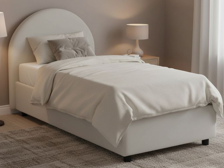 Letto una piazza contenitore bianco 95x205cm sfoderabile - Cirilla