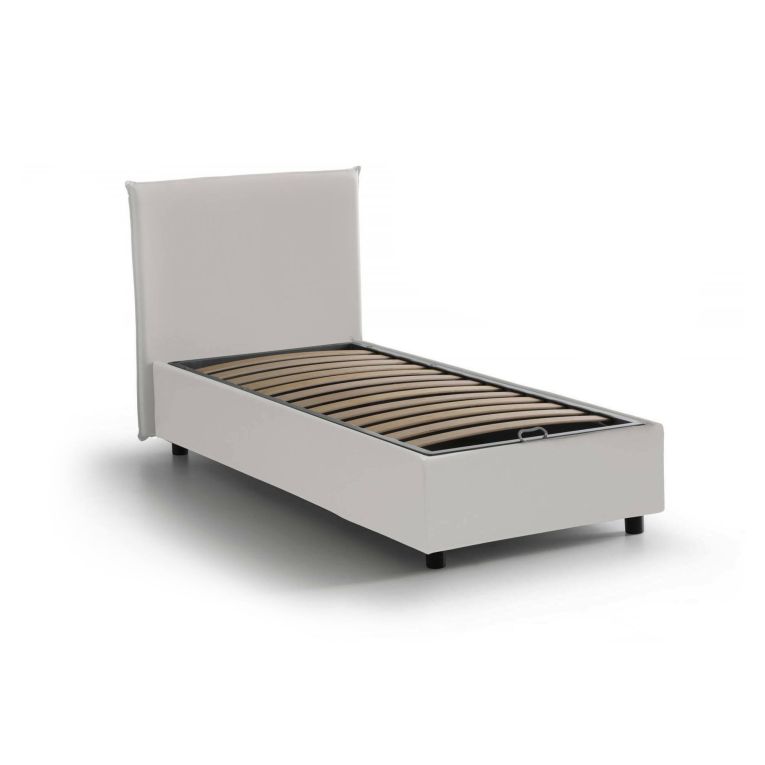 Letto una piazza contenitore bianco 95x215cm adatto per materasso 80x200 cm - Atelmo