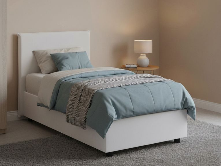 Letto una piazza contenitore bianco 95x215cm adatto per materasso 80x200 cm - Atelmo