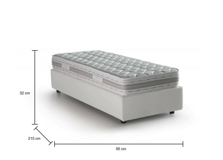 Letto una piazza contenitore bianco 95x215cm chic - Abruzzo