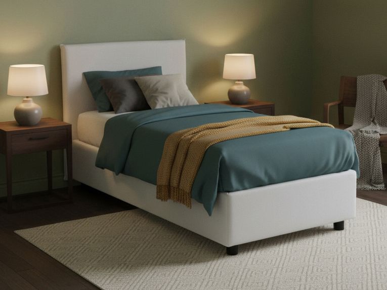 Letto una piazza contenitore bianco 95x215cm comfort - Boudicca