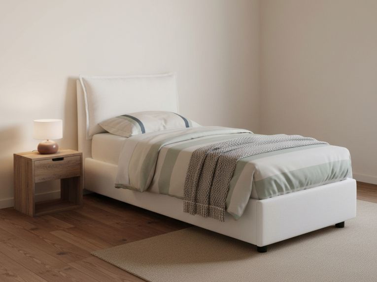 Letto una piazza contenitore bianco 95x215cm comodo - Azzurrino