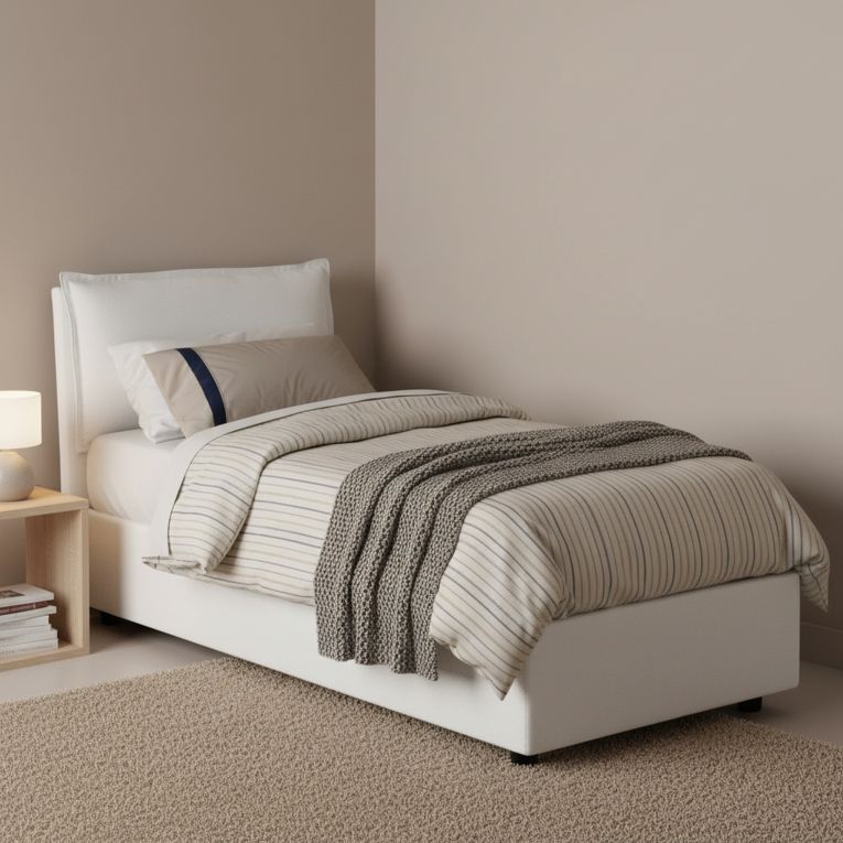 Letto una piazza contenitore bianco 95x215cm design - Ancara